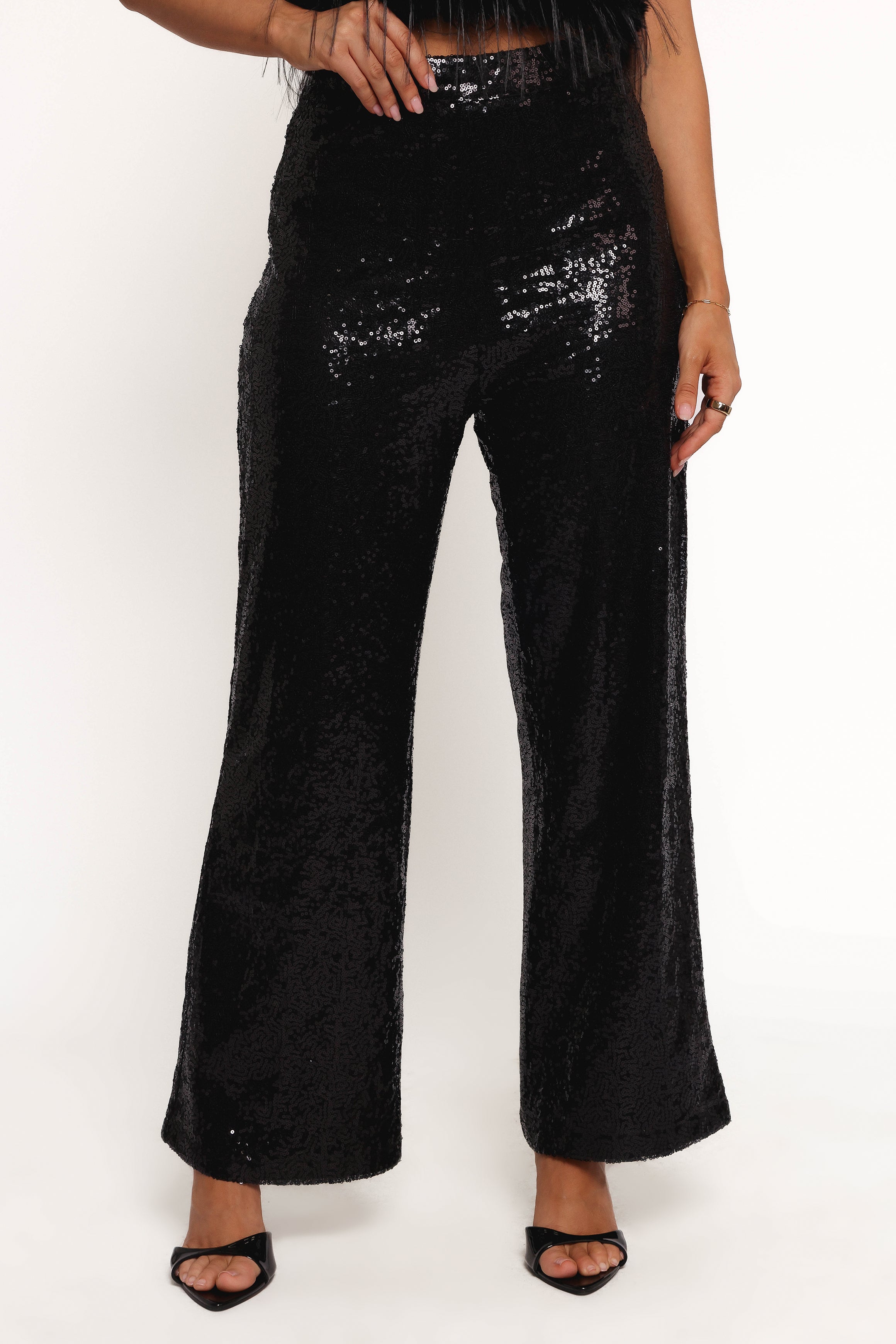 Petal and Pup USA BOTTOMS Drea Sequin Pants - Black