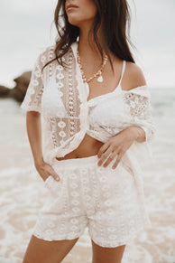 Petal and Pup USA BOTTOMS Eden Lace Shorts - White