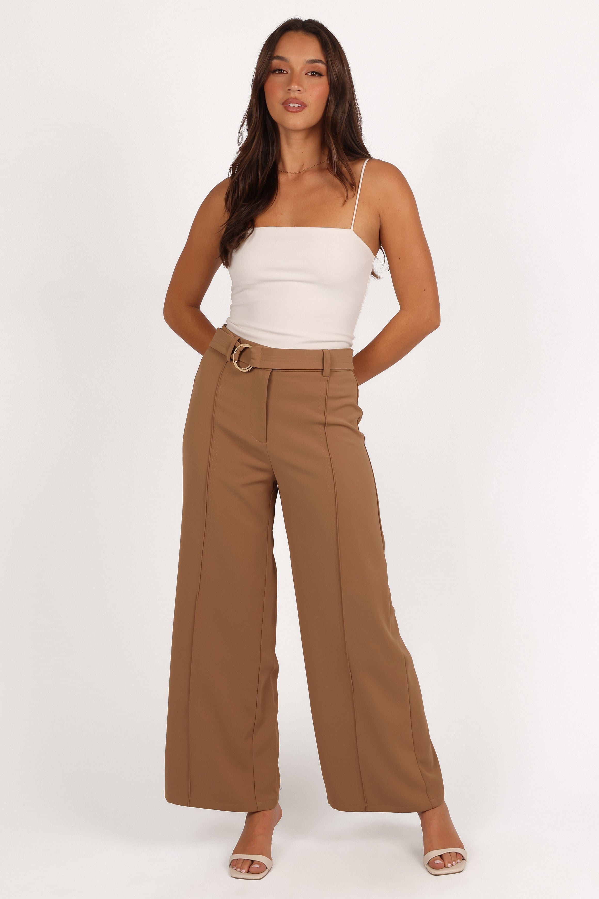 Petal and Pup USA BOTTOMS Elaine Belted Pant - Mocha (Hold for Rack)