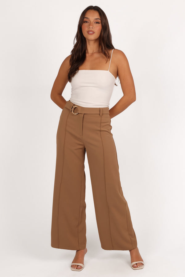 Petal and Pup USA BOTTOMS Elaine Belted Pant - Mocha (Hold for Rack)