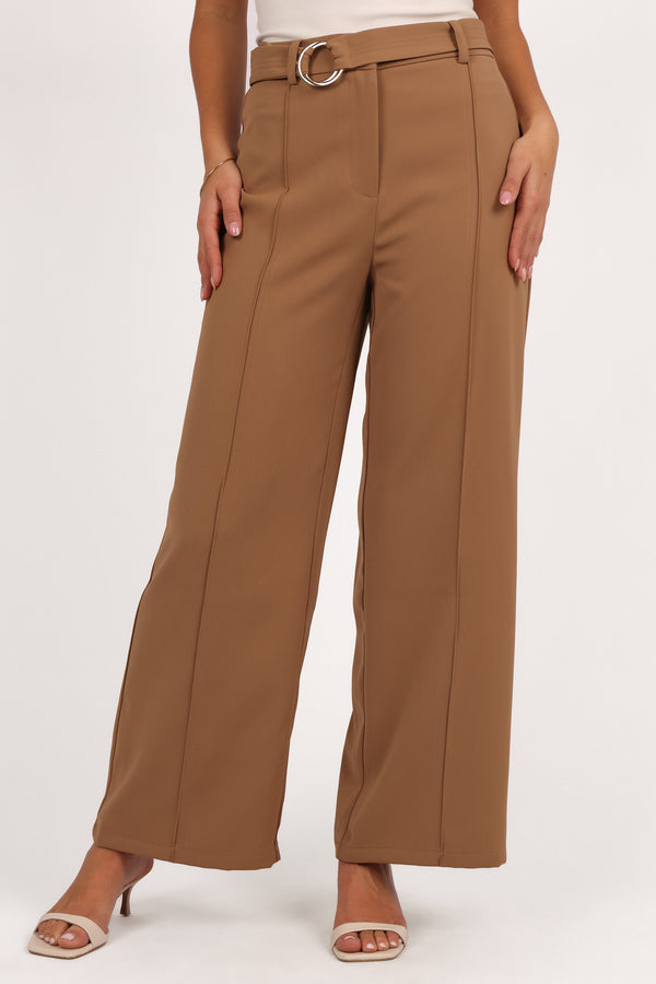 Petal and Pup USA BOTTOMS Elaine Belted Pant - Mocha (Hold for Rack)
