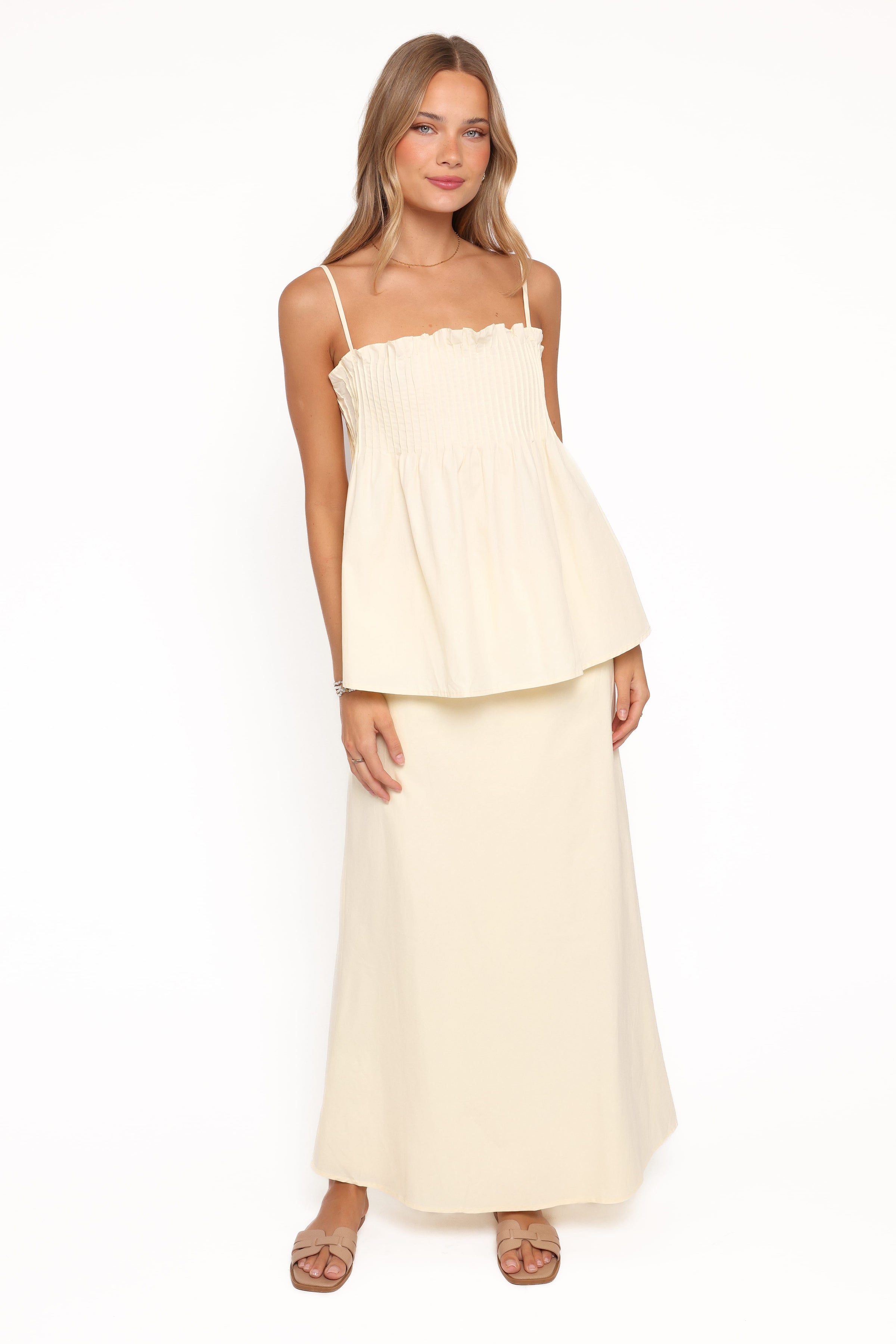 Petal and Pup USA BOTTOMS Elena Cotton Maxi Skirt - Butter Yellow