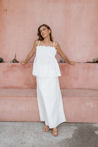 Petal and Pup USA BOTTOMS Elena Cotton Maxi Skirt - White