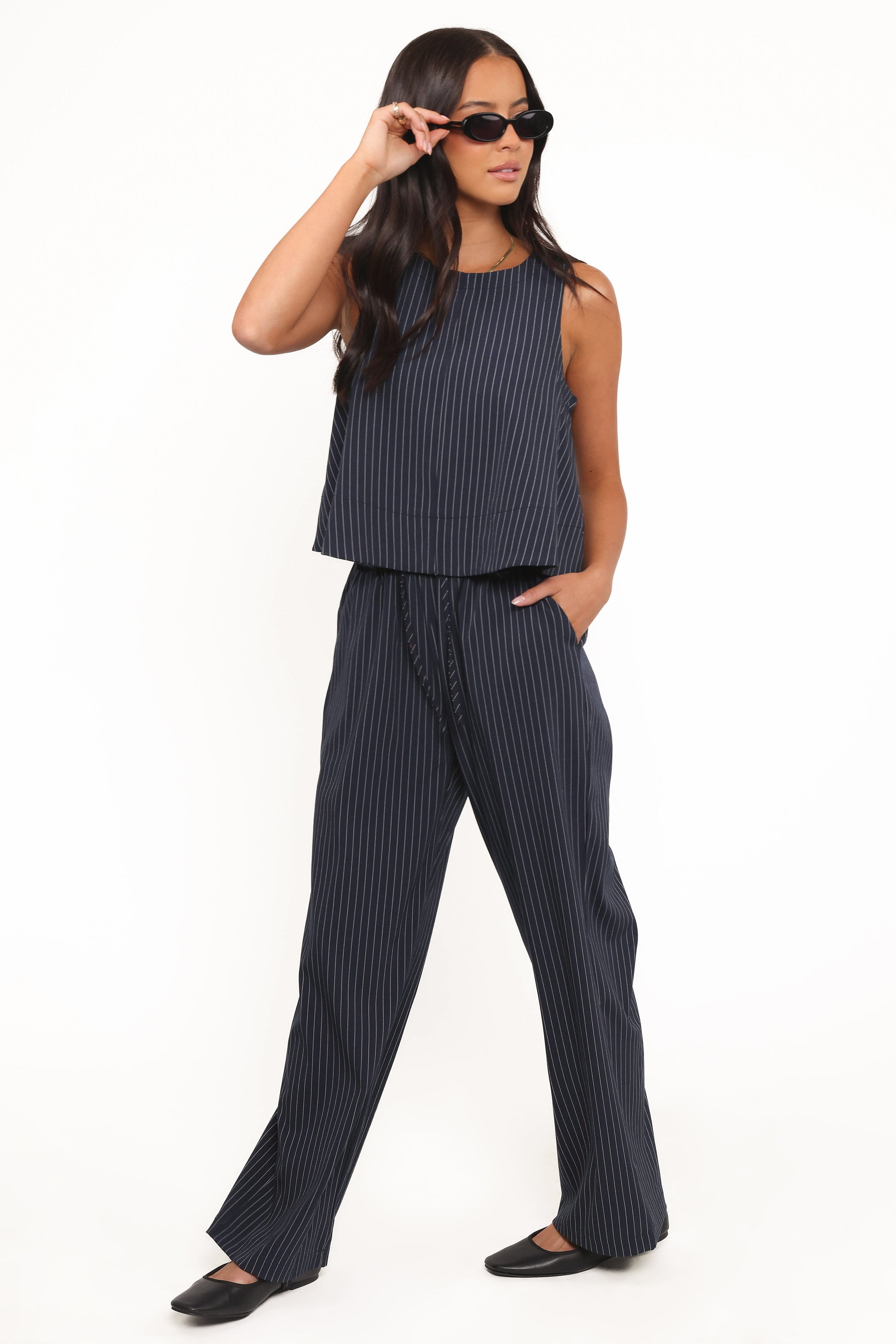 Petal and Pup USA BOTTOMS Elijah Pants - Navy White Stripe