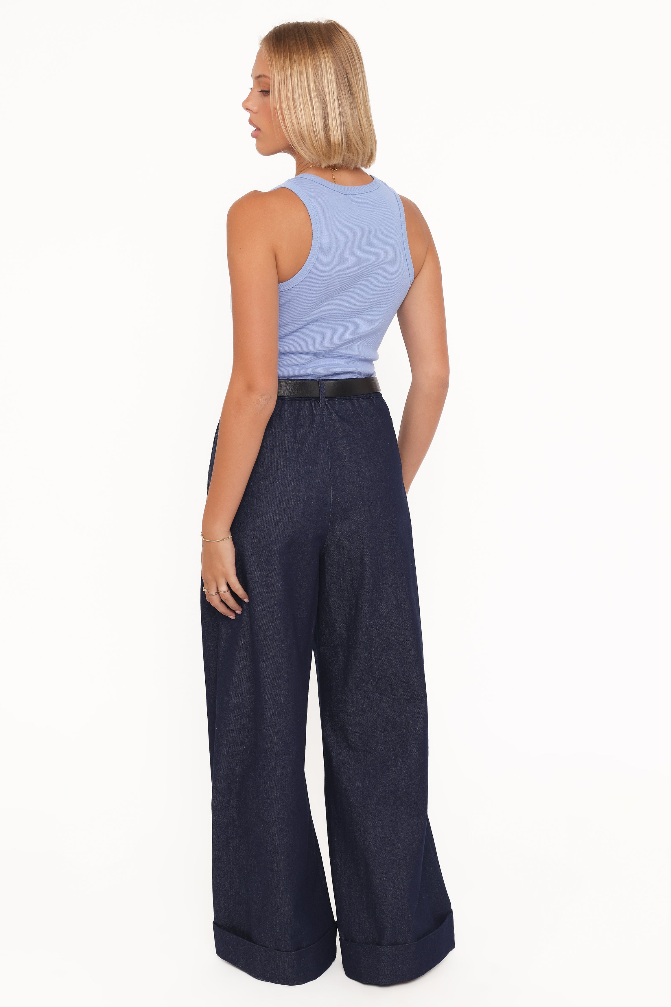 Petal and Pup USA BOTTOMS Elinor Cuffed Denim Pant - Dark Wash