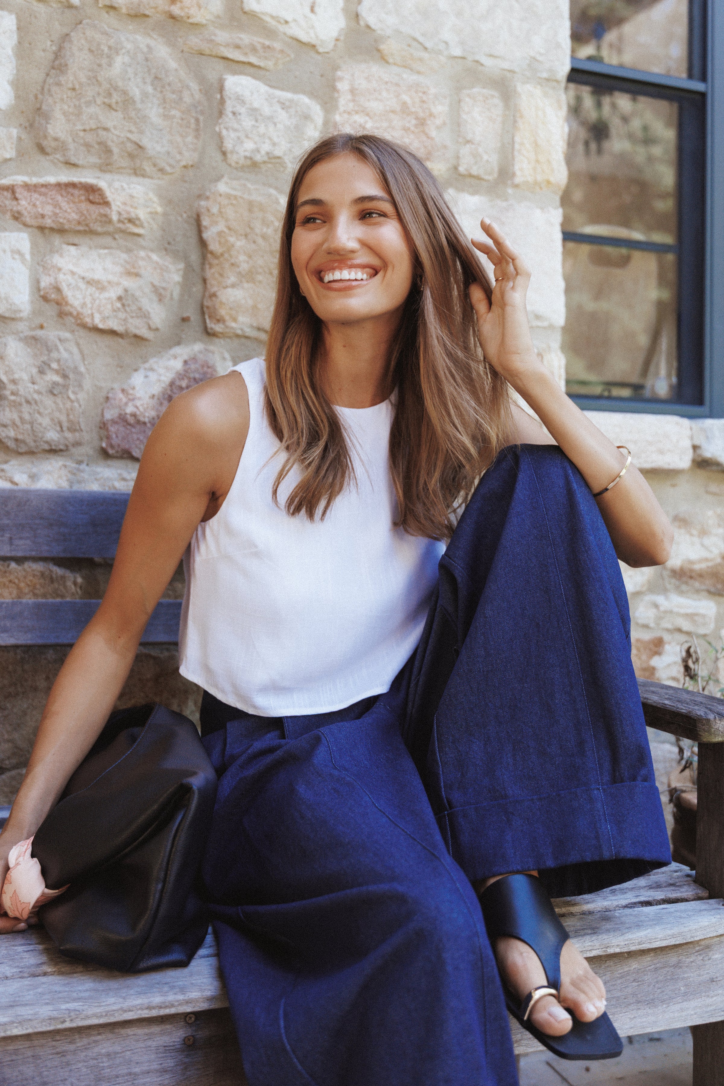 Petal and Pup USA BOTTOMS Elinor Cuffed Denim Pant - Dark Wash