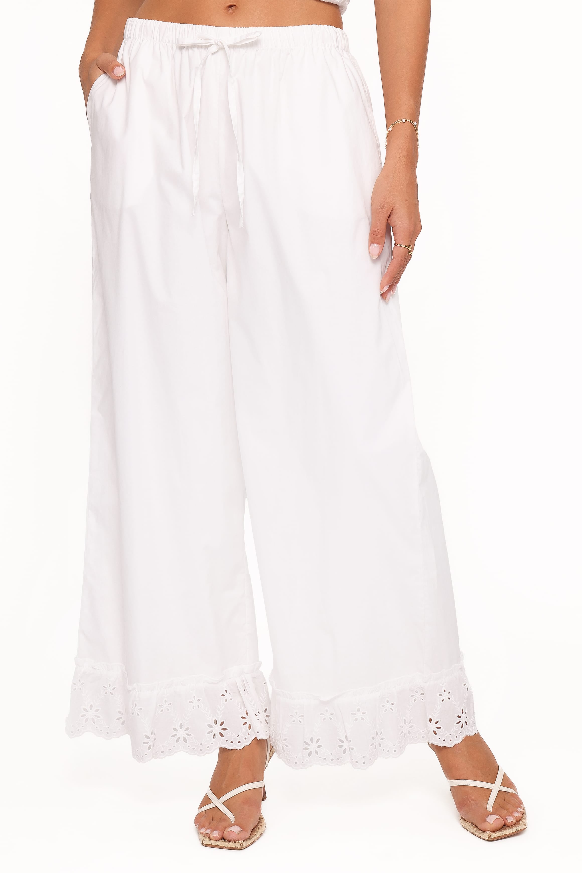 Petal and Pup USA BOTTOMS Eliska Frill Hem Pant - White