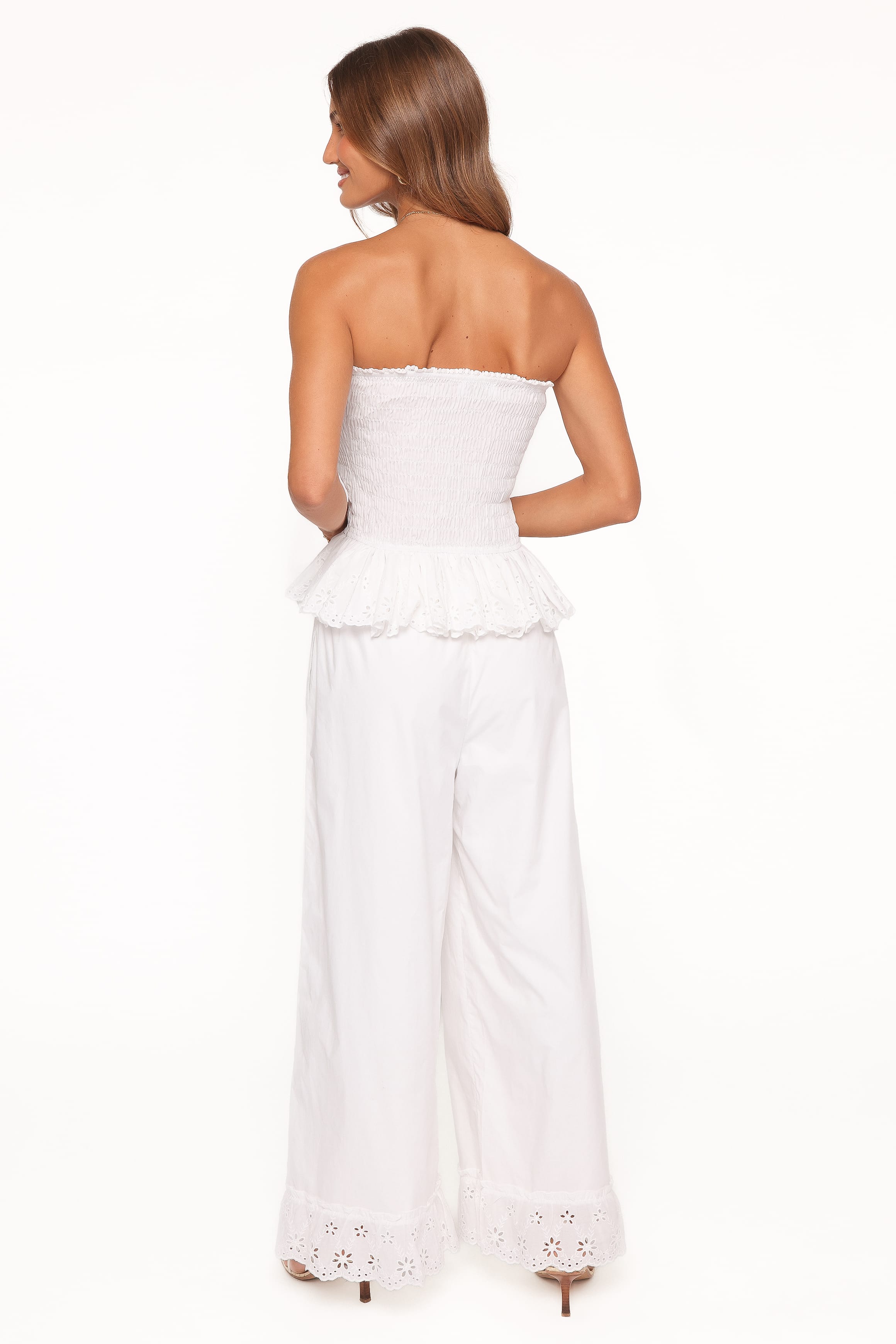 Petal and Pup USA BOTTOMS Eliska Frill Hem Pant - White