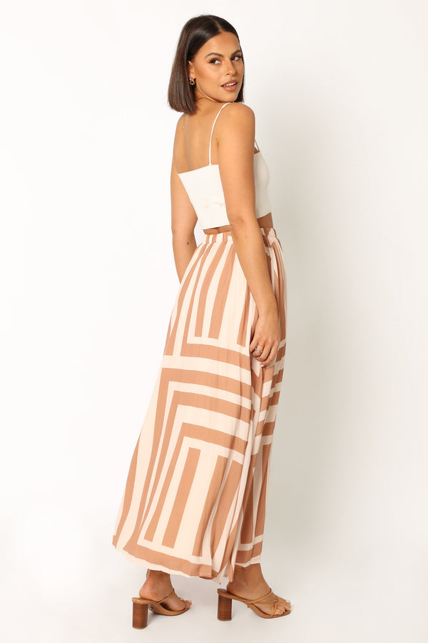 Petal and Pup USA BOTTOMS Elke Pleat Midi Skirt - Tan