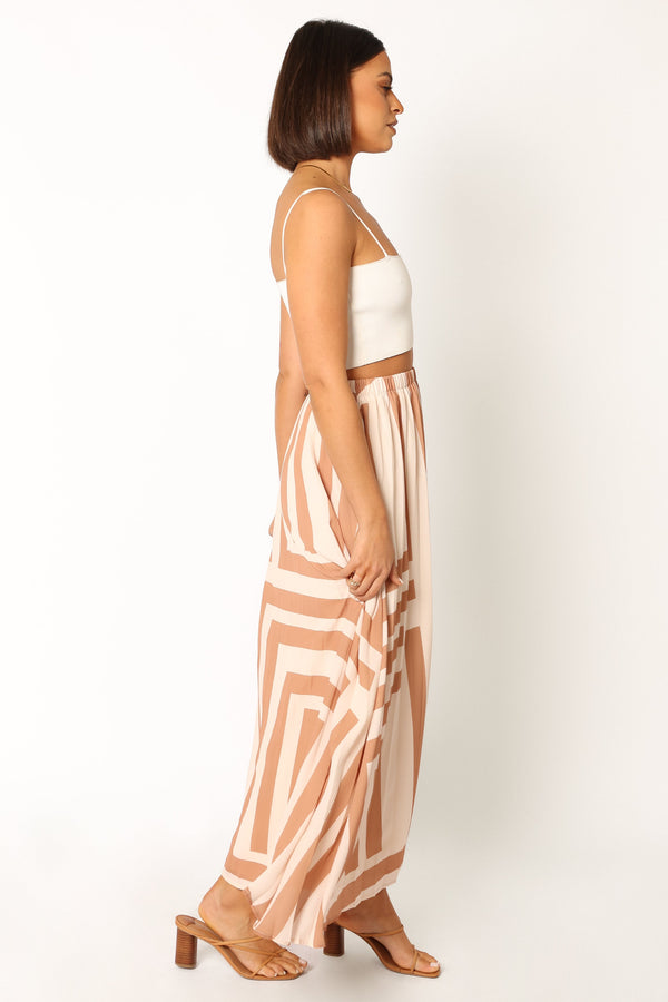 Petal and Pup USA BOTTOMS Elke Pleat Midi Skirt - Tan