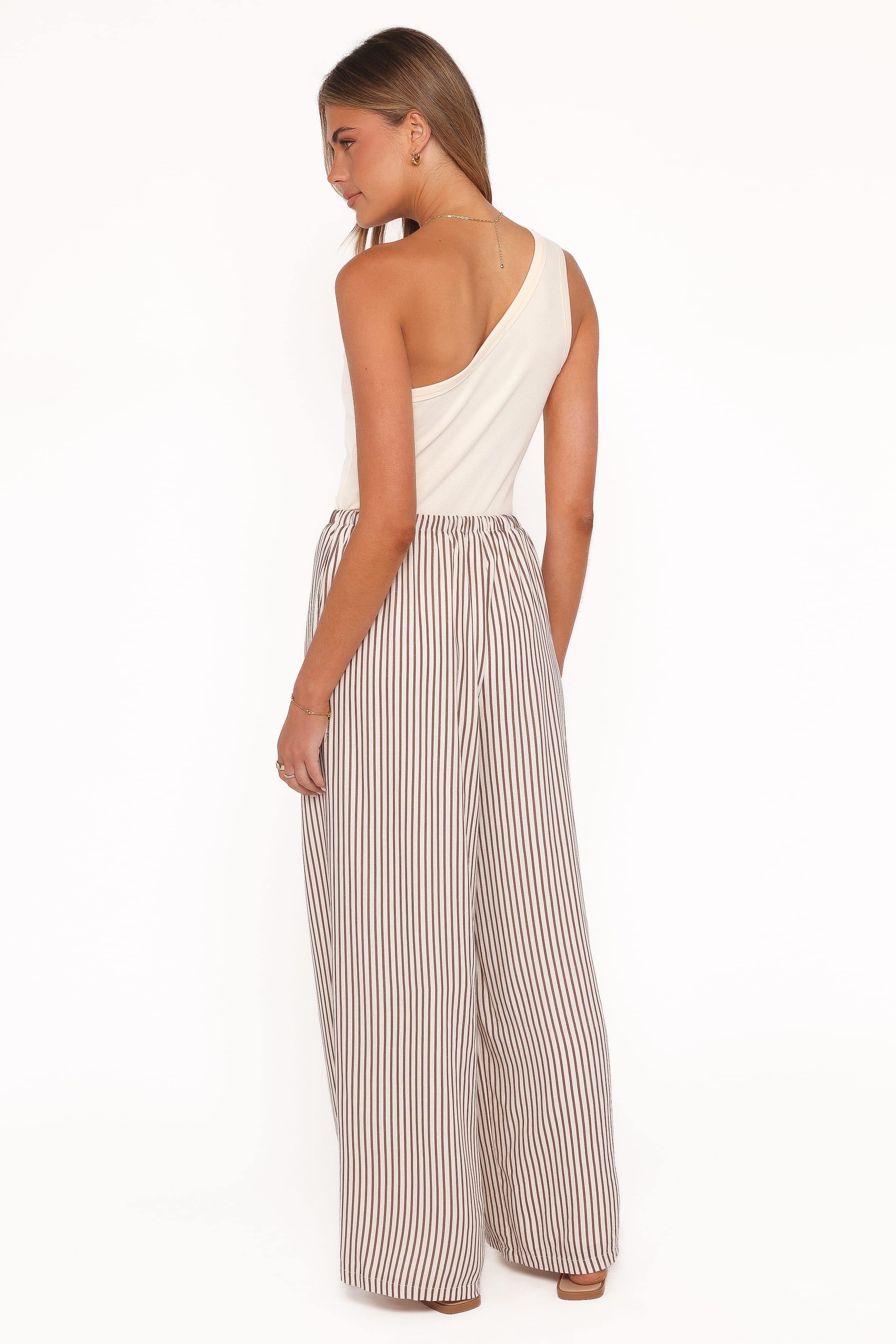 Petal and Pup USA BOTTOMS Elowen Wide Leg Pants - Brown Stripe