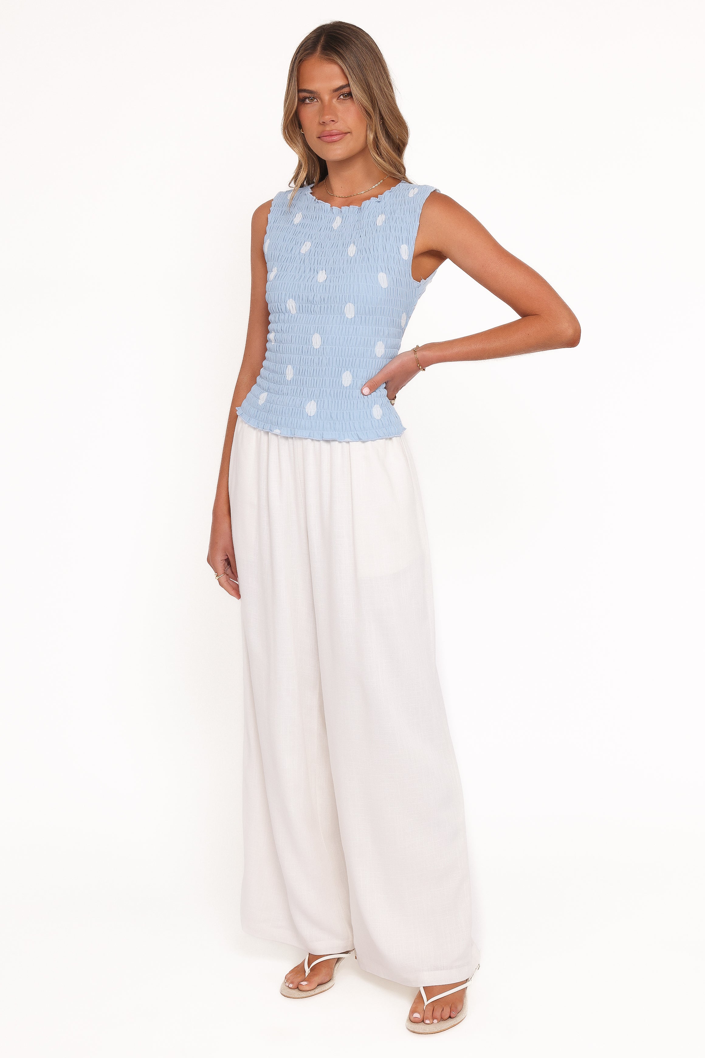 Petal and Pup USA BOTTOMS Elowen Wide Leg Pants - White