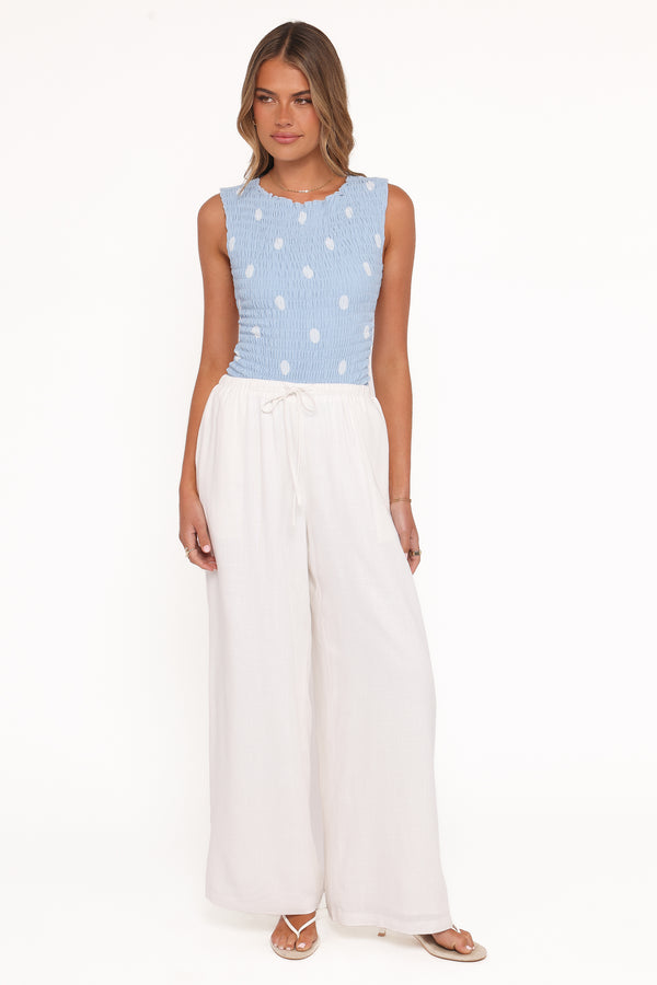 Petal and Pup USA BOTTOMS Elowen Wide Leg Pants - White