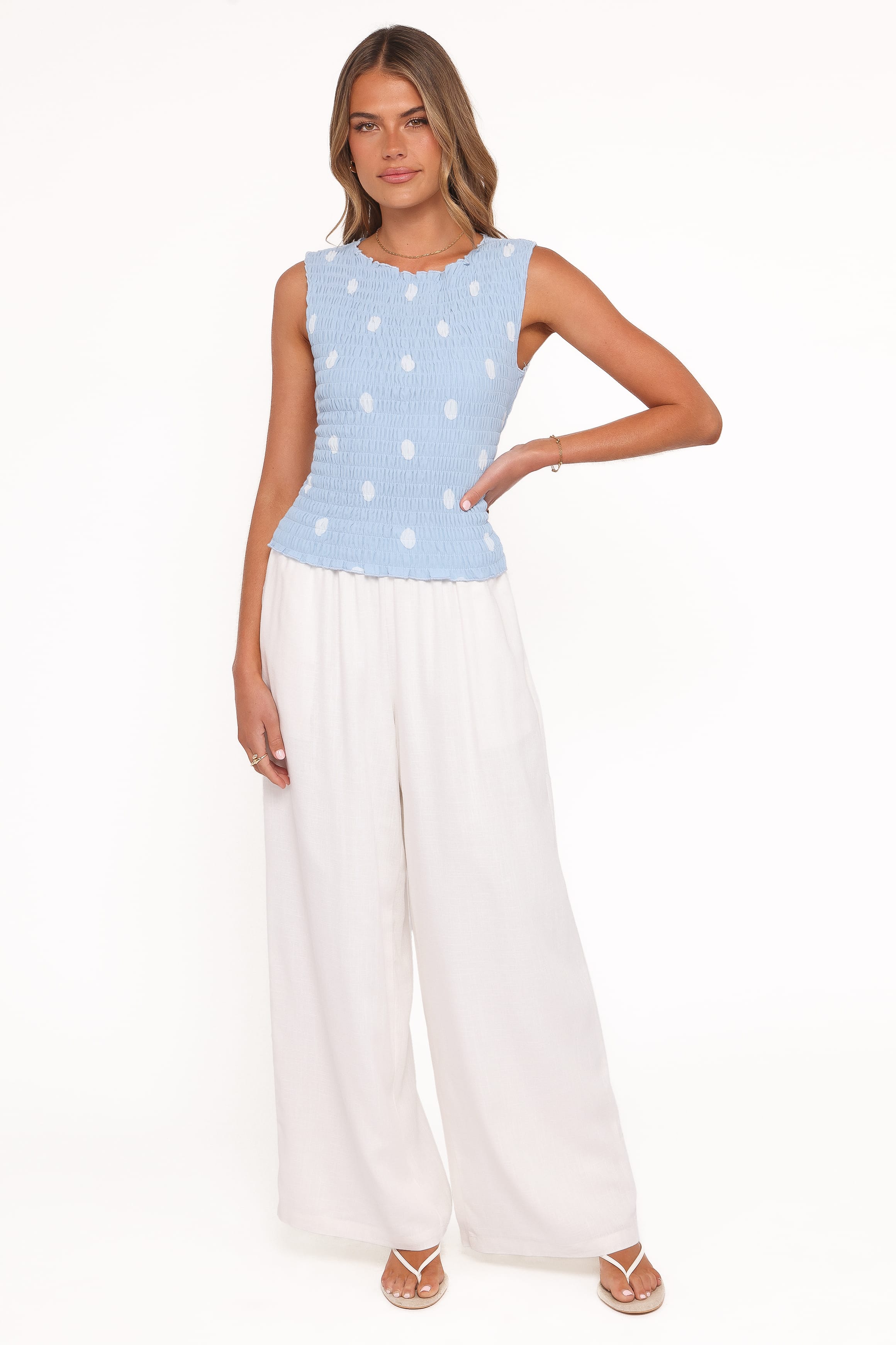 Petal and Pup USA BOTTOMS Elowen Wide Leg Pants - White