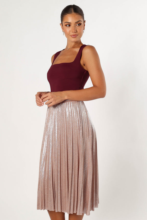 Petal and Pup USA BOTTOMS Elyse Plisse Midi Skirt- Blush