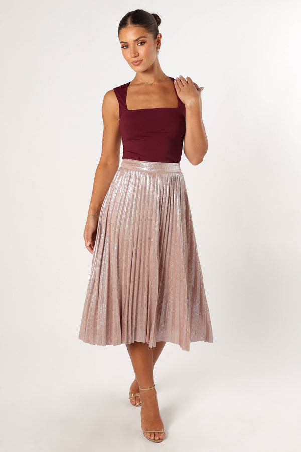 Petal and Pup USA BOTTOMS Elyse Plisse Midi Skirt- Blush