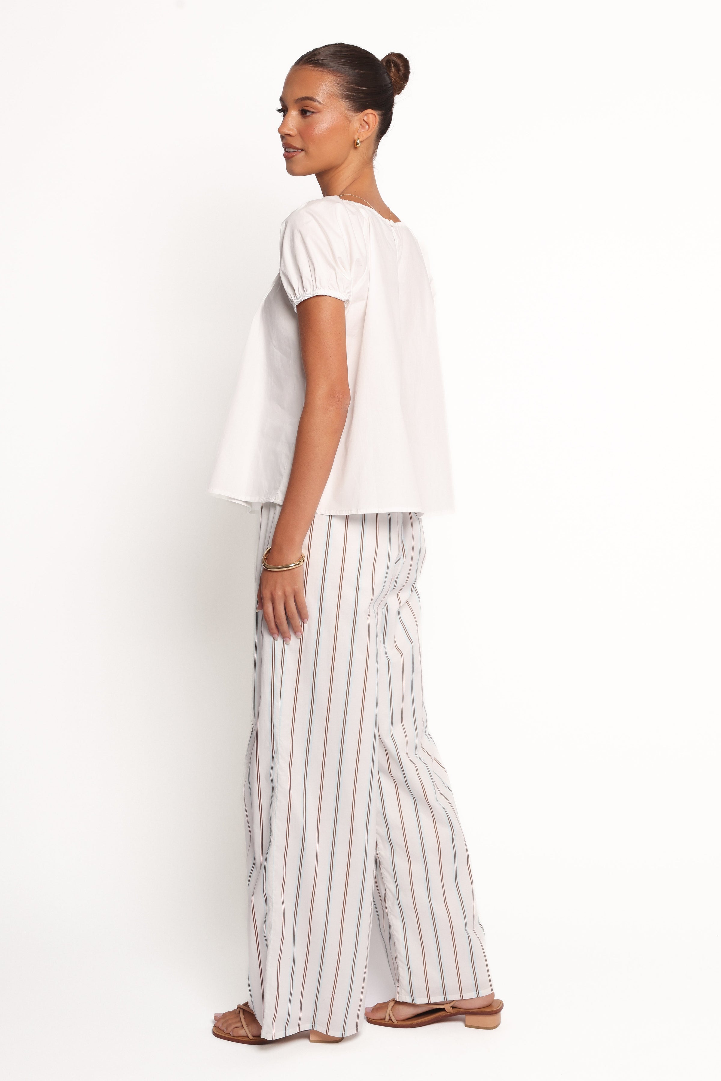 Petal and Pup USA BOTTOMS Ember Cotton Pants - Blue Brown Stripe