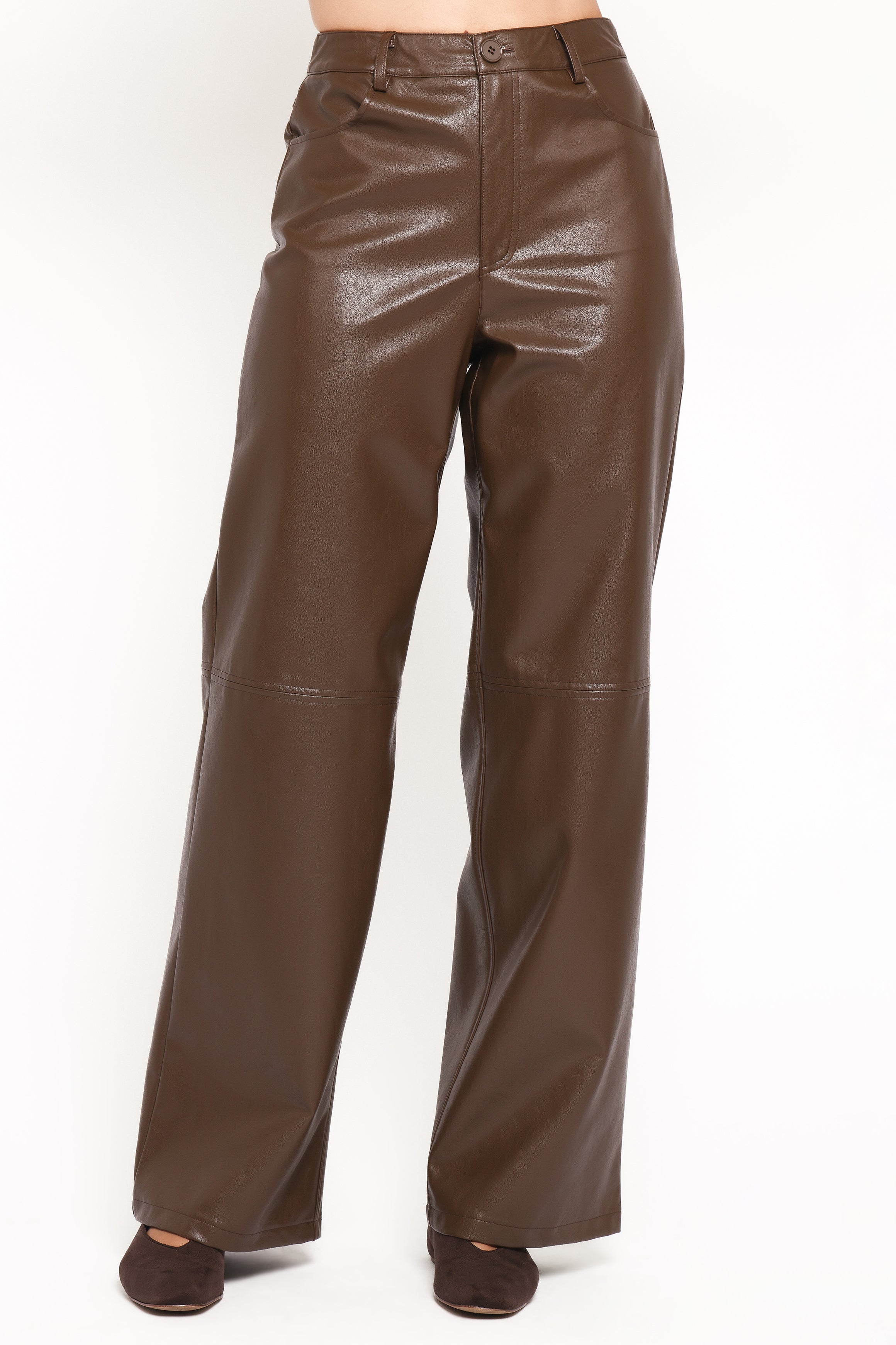 Petal and Pup USA BOTTOMS Emer Leather Pant - Chocolate Brown