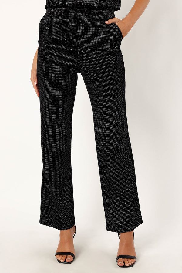 Petal and Pup USA BOTTOMS Ensley Velvet Shimmer Pant - Black