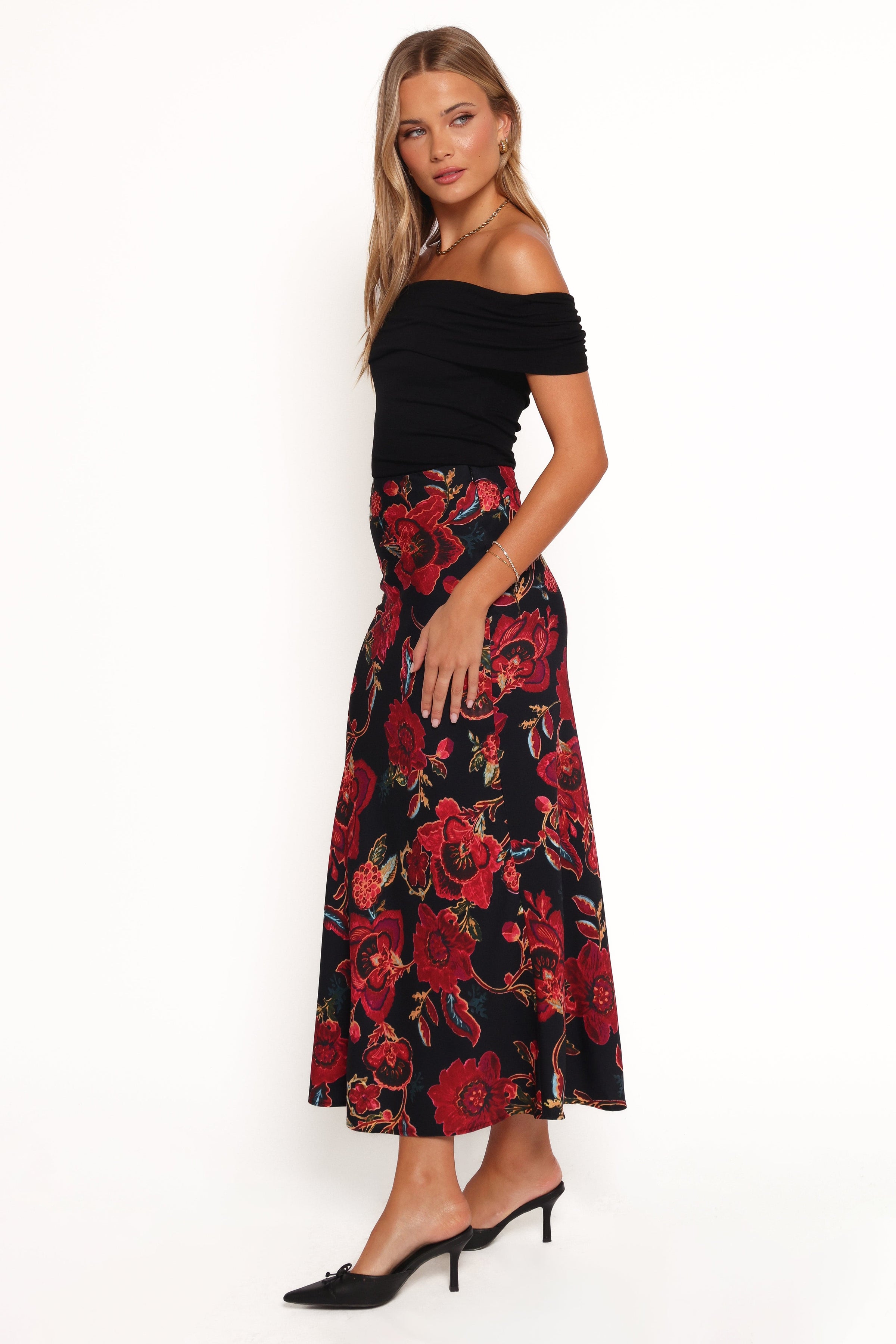 Petal and Pup USA BOTTOMS Evie Maxi Skirt - Black Floral