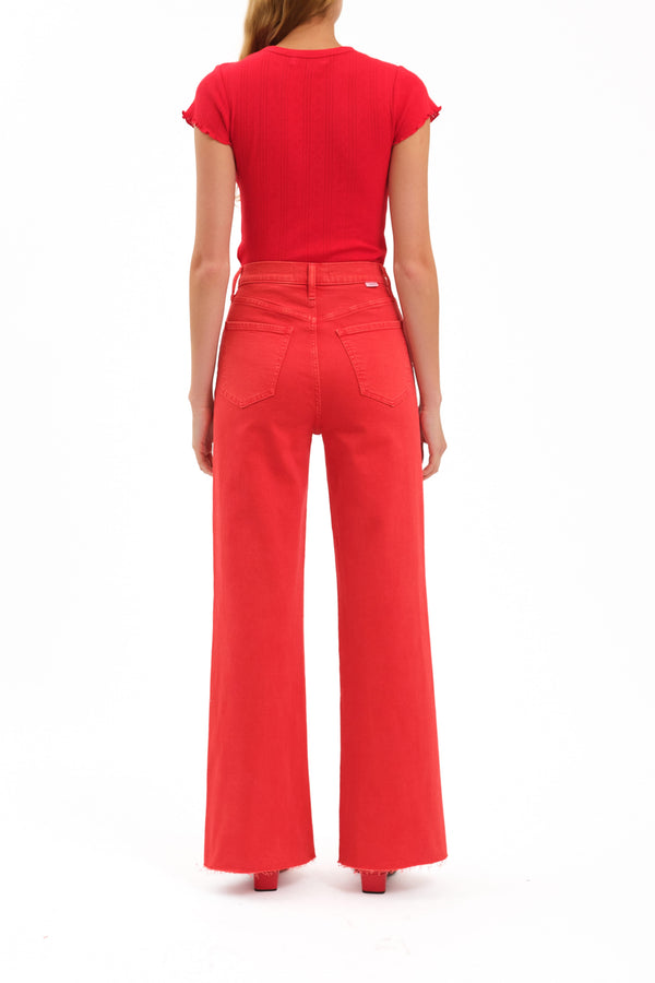 Petal and Pup USA BOTTOMS Far Out Wide Leg Jean - Cherry