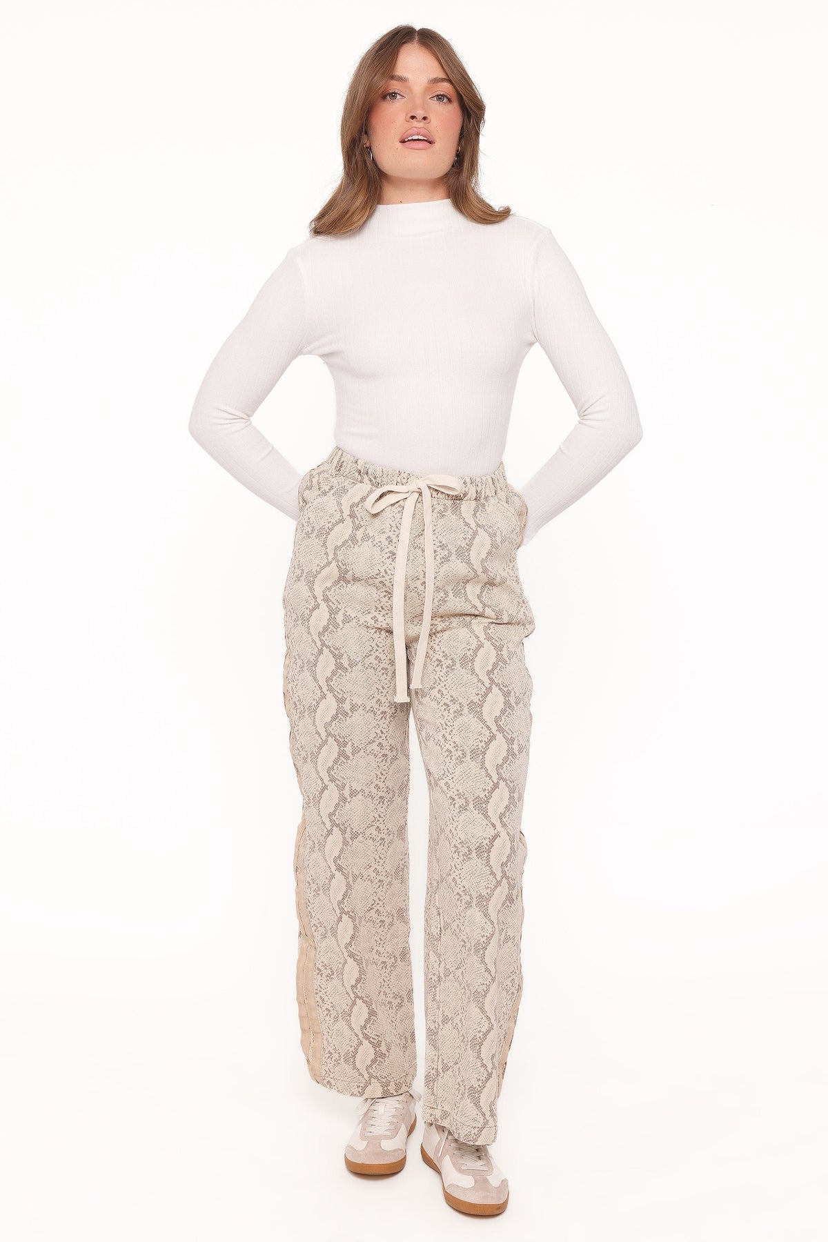 Petal and Pup USA BOTTOMS Fletcher Denim Racer Pants - Snake Print