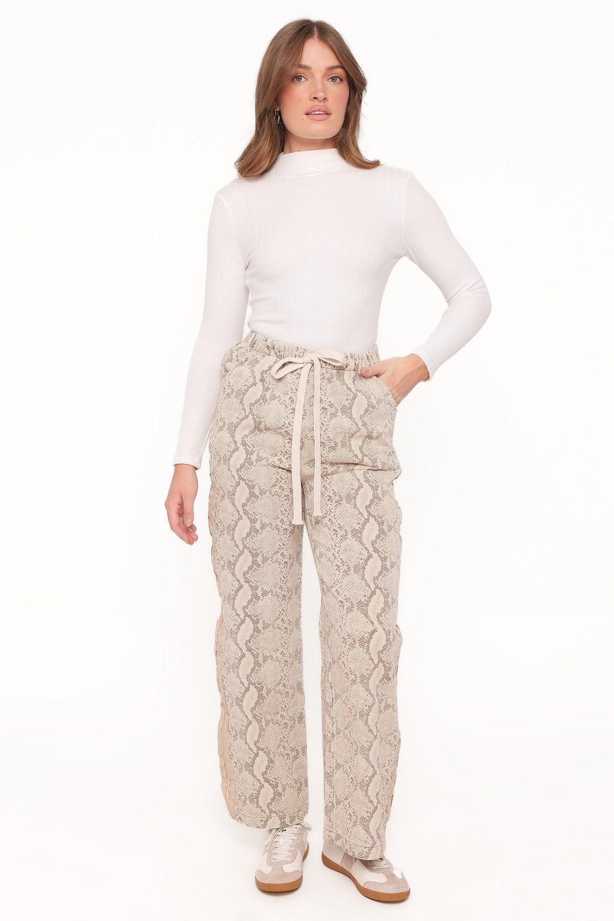 Petal and Pup USA BOTTOMS Fletcher Denim Racer Pants - Snake Print