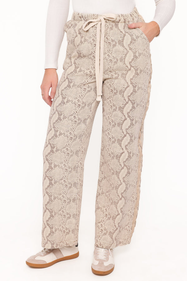 Petal and Pup USA BOTTOMS Fletcher Denim Racer Pants - Snake Print