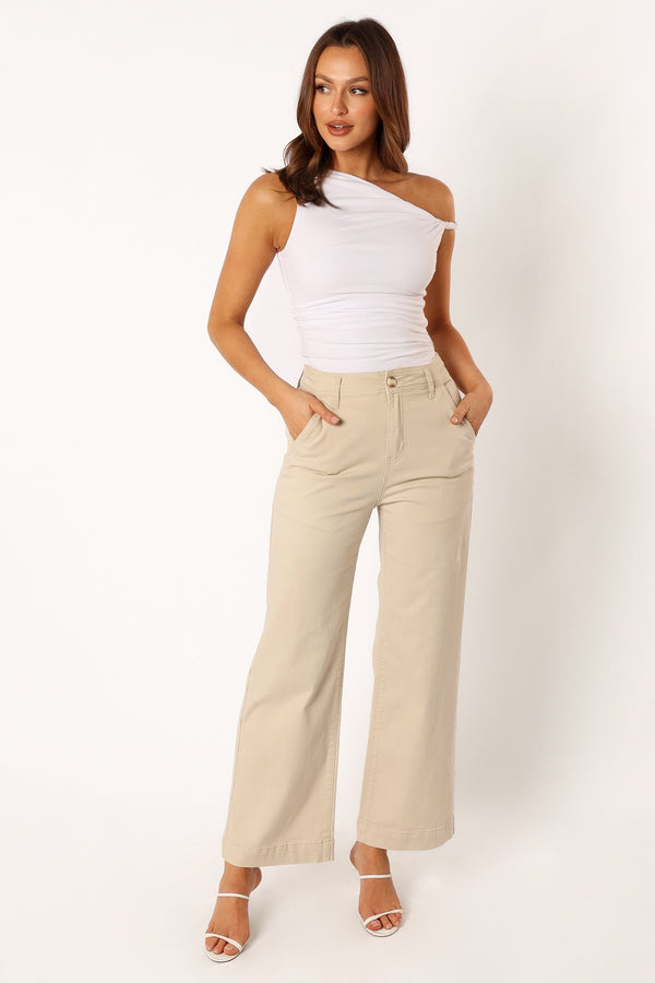 Petal and Pup USA BOTTOMS Georgia Wide Leg Pant - Beige