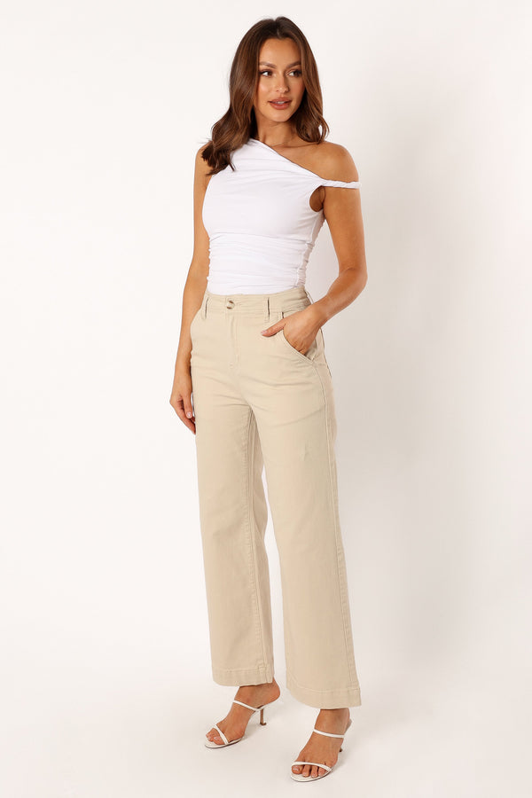 Petal and Pup USA BOTTOMS Georgia Wide Leg Pant - Beige