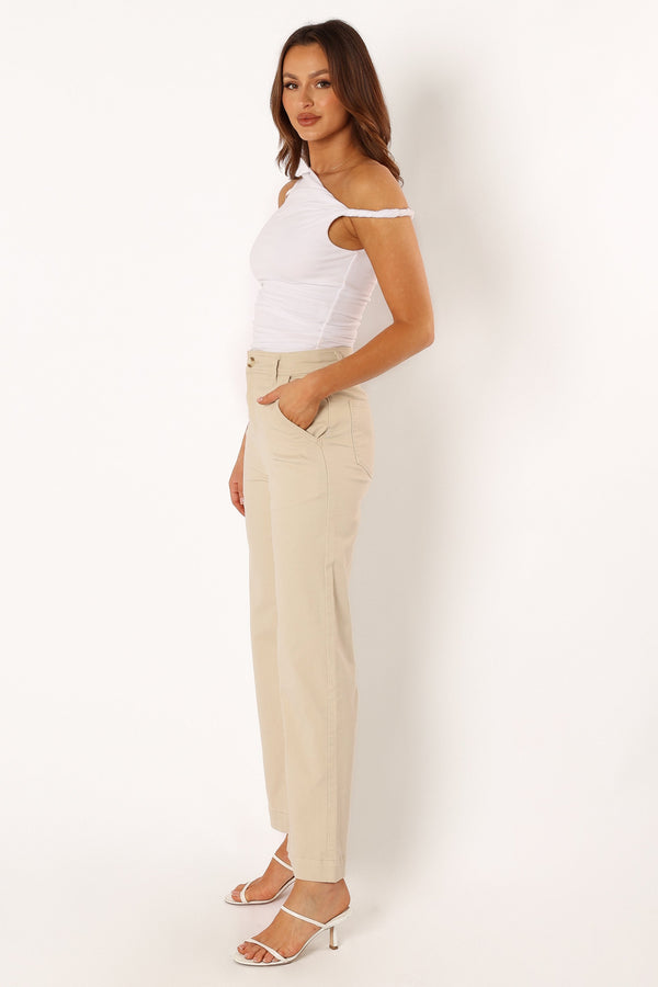 Petal and Pup USA BOTTOMS Georgia Wide Leg Pant - Beige