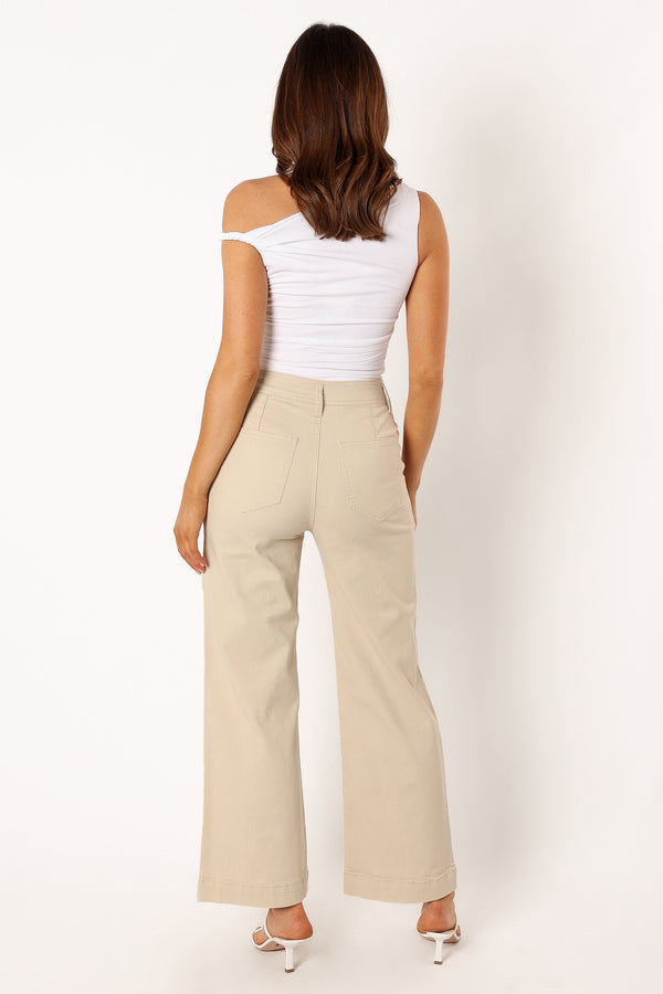 Petal and Pup USA BOTTOMS Georgia Wide Leg Pant - Beige