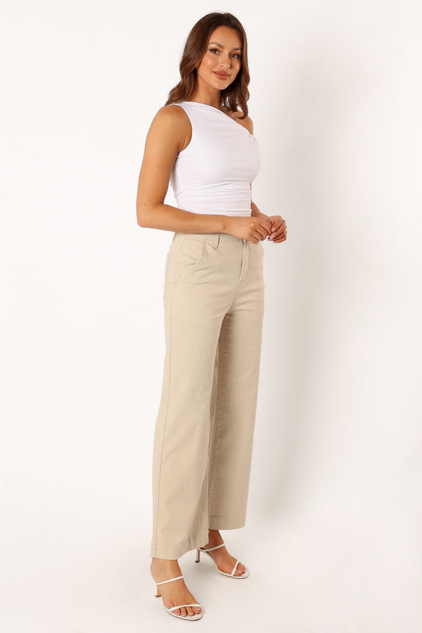 Petal and Pup USA BOTTOMS Georgia Wide Leg Pant - Beige