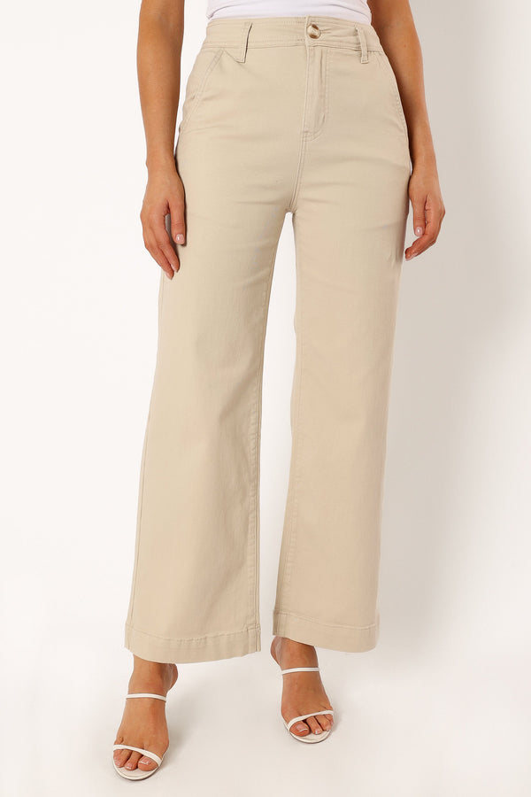 Petal and Pup USA BOTTOMS Georgia Wide Leg Pant - Beige