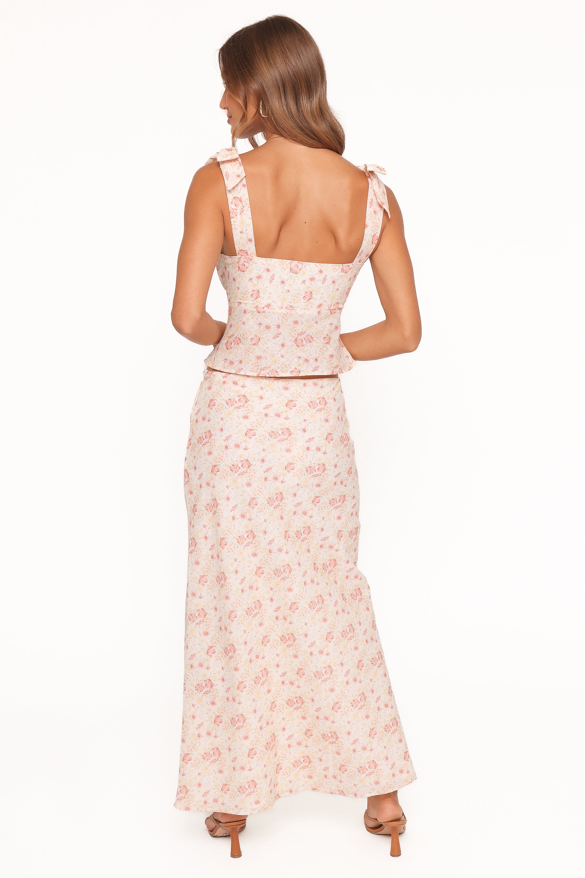 Petal and Pup USA BOTTOMS Giarda Maxi Skirt - Peach Ditsy Floral