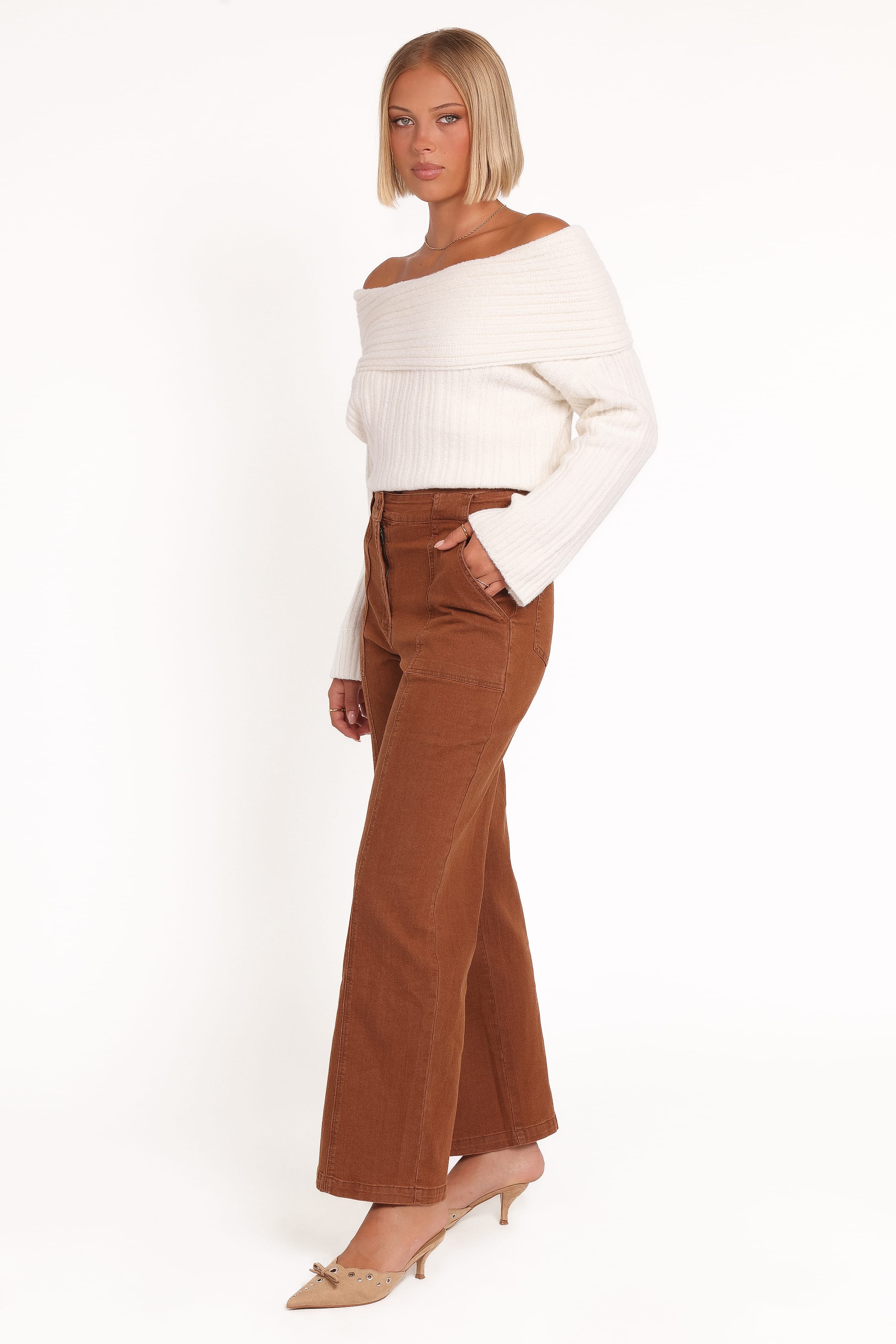 Petal and Pup USA BOTTOMS Hayes Wide Leg Pant - Mocha Brown