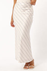 Petal and Pup USA BOTTOMS Heidi Stripe Slip Skirt - White Black Stripe