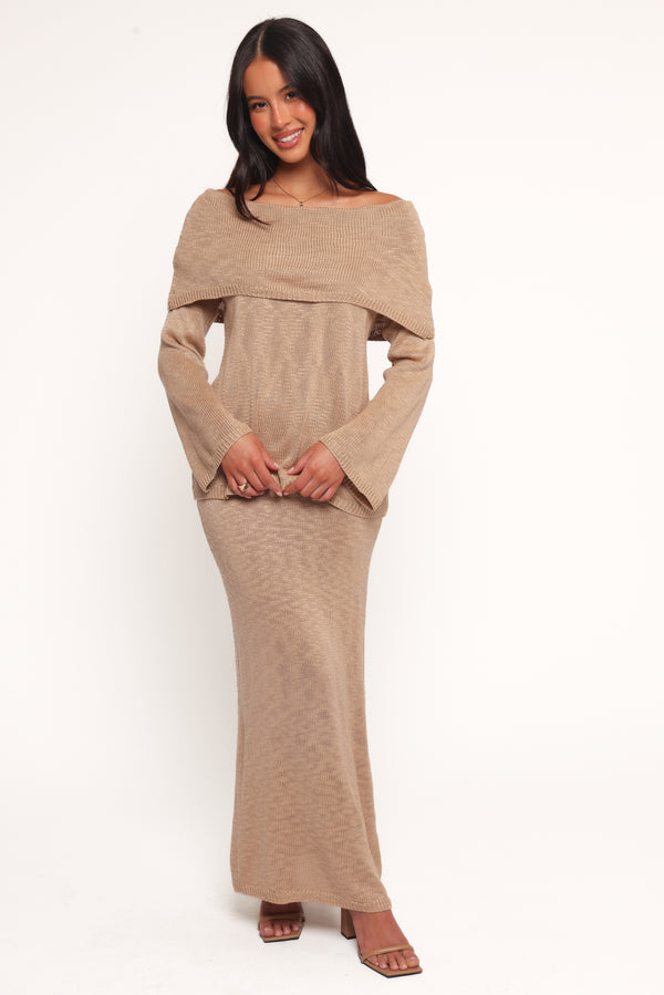 Petal and Pup USA BOTTOMS Indya Knit Skirt - Mocha