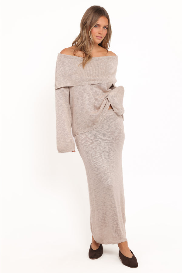 Petal and Pup USA BOTTOMS Indya Knit Skirt - Oatmeal