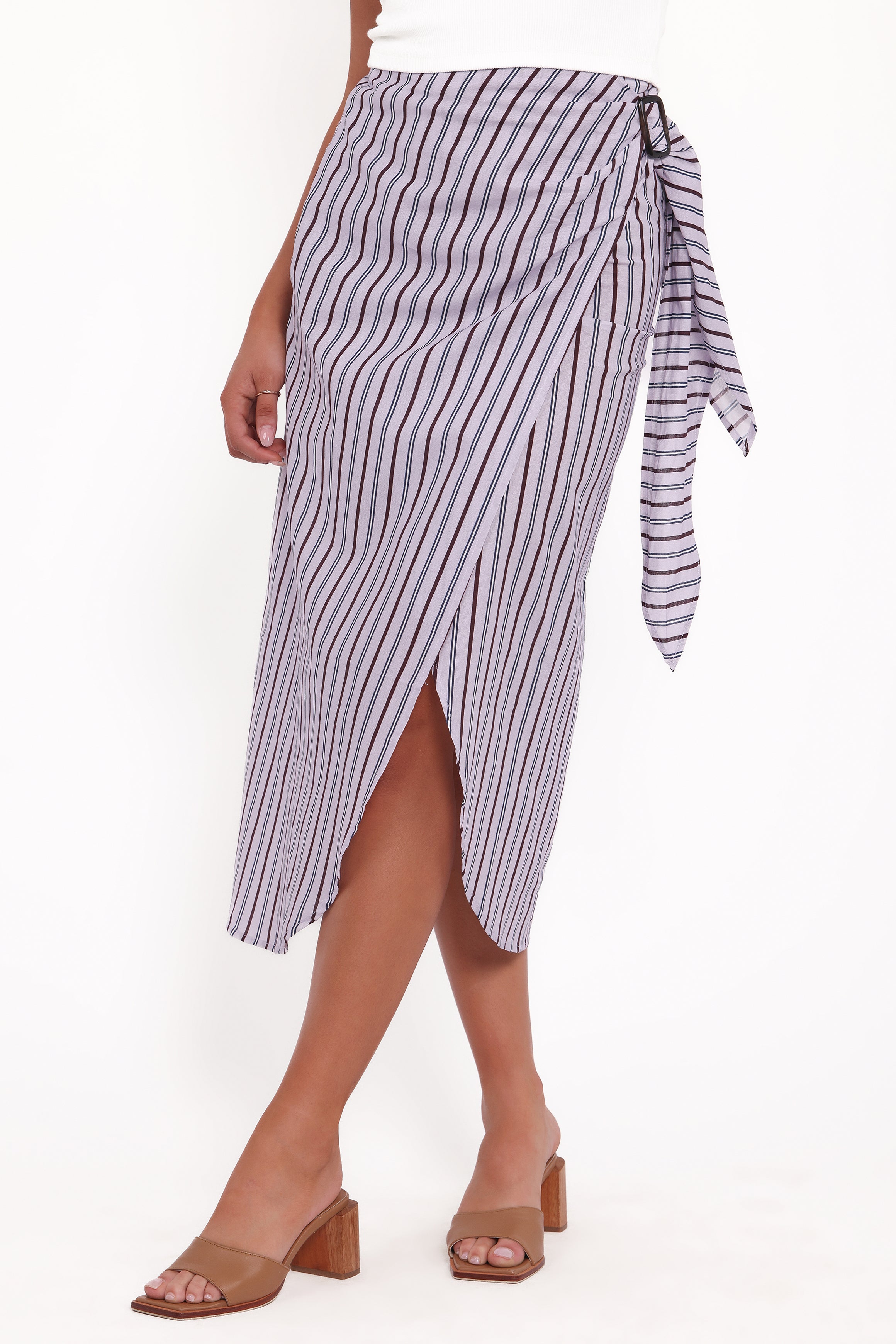Petal and Pup USA BOTTOMS Jacey Wrap Midi Skirt - Midnight Stripe