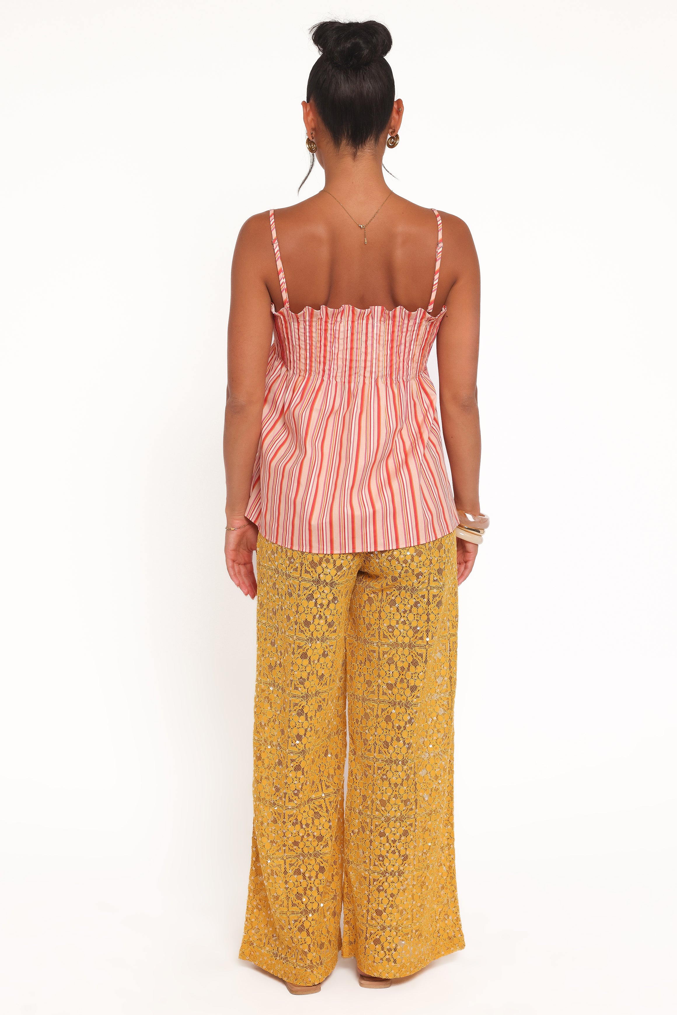 Petal and Pup USA BOTTOMS Jacinta Sequin Lace Pant - Mango