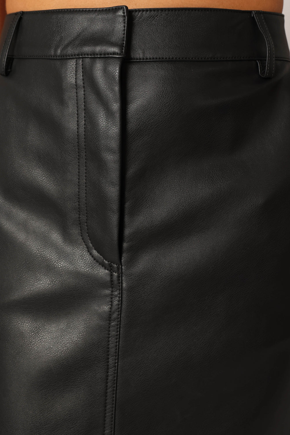 Jade Vegan Leather Column Skirt - Black - Petal & Pup USA