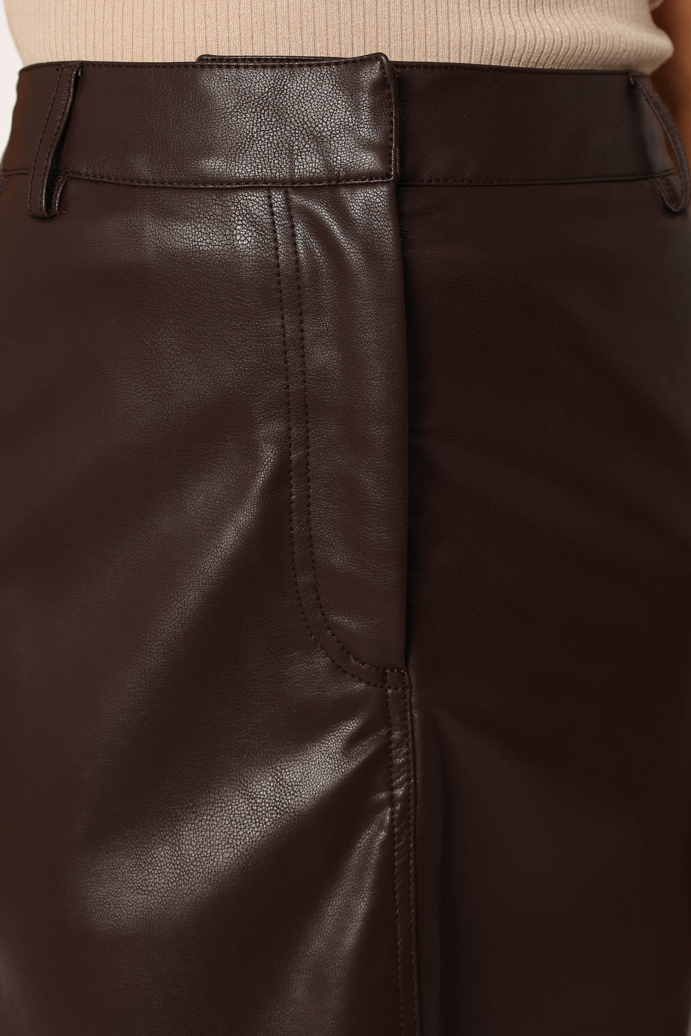 Jade Vegan Leather Column Skirt - Brown - Petal & Pup USA