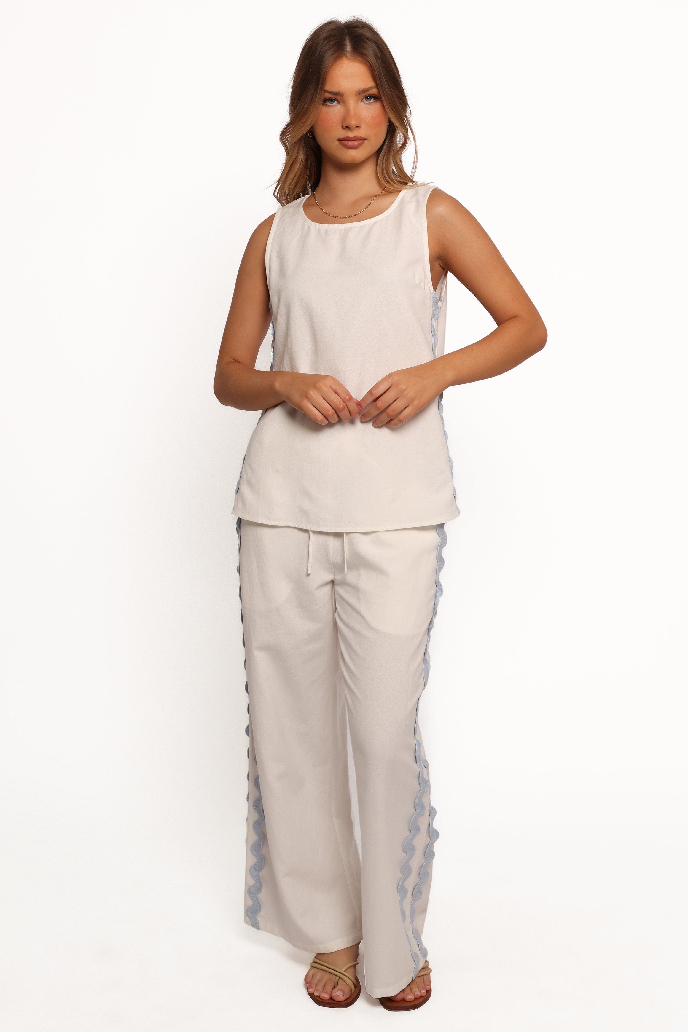 Petal and Pup USA BOTTOMS Jasinta Pants - Cream Blue (Hold For Amazon)