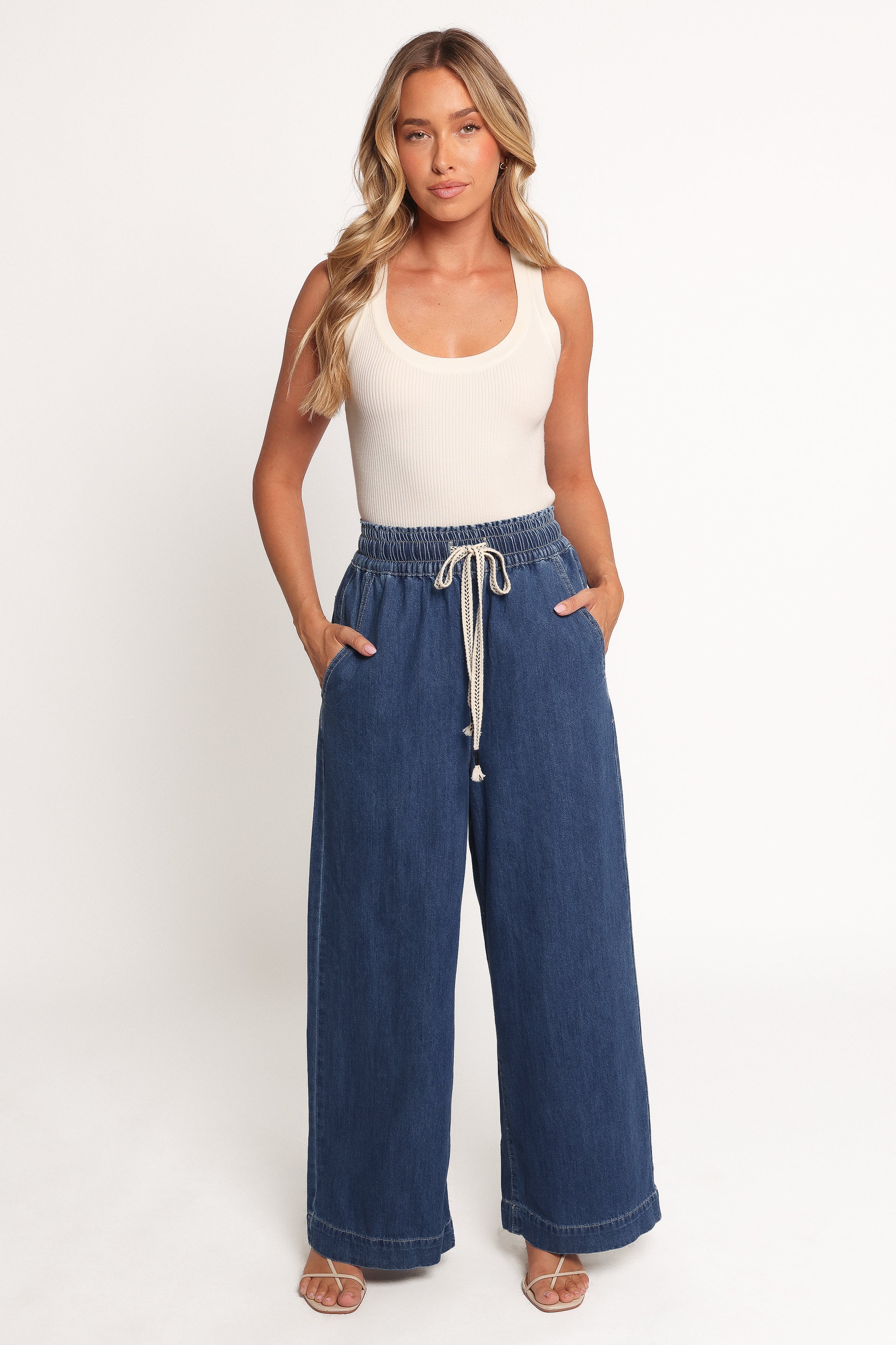 Petal and Pup USA BOTTOMS Jenni Wide Leg Pant - Denim
