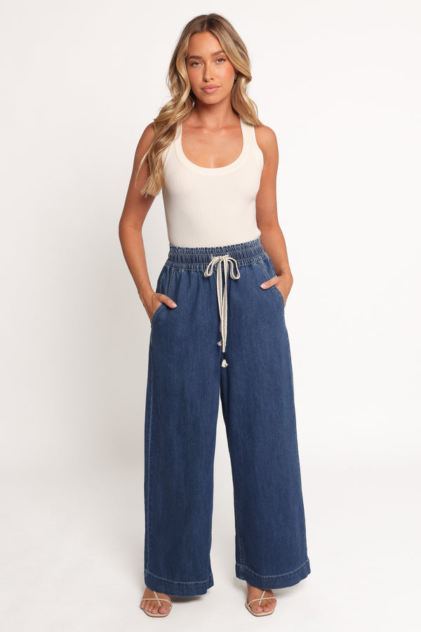 Petal and Pup USA BOTTOMS Jenni Wide Leg Pant - Denim