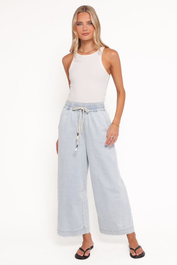 Petal and Pup USA BOTTOMS Jenni Wide Leg Pant - Light Wash