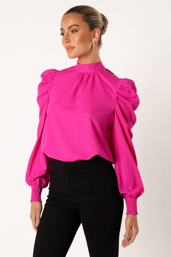 Petal and Pup USA BOTTOMS Jenny Puff Sleeve Blouse - Magenta