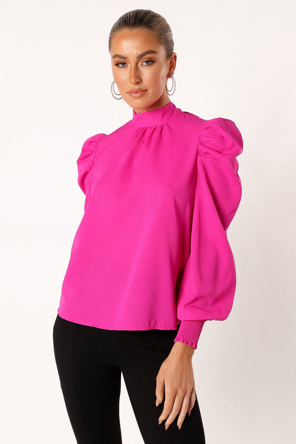 Petal and Pup USA BOTTOMS Jenny Puff Sleeve Blouse - Magenta