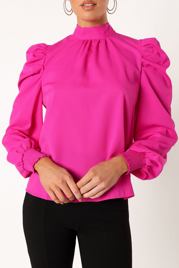 Petal and Pup USA BOTTOMS Jenny Puff Sleeve Blouse - Magenta